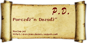 Porczán Dezső névjegykártya